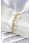 Mey İthalat® Pirinç Gold Renk Kalp Model Kadın Bileklik