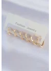 Mey İthalat® Pirinç Gold Renk Kalp Model Küpe Seti