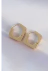 Mey İthalat® Pirinç Gold Renk Kare Küpe