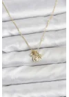 Mey İthalat® Pirinç Gold Renk Minimal Charmlı Kadın Kolye