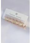 Mey İthalat® Pirinç Gold Renk Oval Küpe Seti