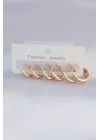Mey İthalat® Pirinç Gold Renk Oval Küpe Seti
