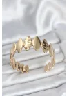 Mey İthalat® Pirinç Gold Renk Parçalı Model Kadın Bileklik