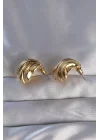 Mey İthalat® Pirinç Gold Renk Tırtıklı Bombe Model Küpe