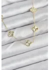 Mey İthalat® Pirinç Gold Renk Yonca Kadın Kolye