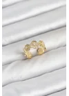 Mey İthalat® Pirinç Gold Renk Yonca Model Kadın Yüzük