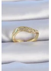 Mey İthalat® Pirinç Gold Renk Zirkon Taşlı Kadın Yüzük