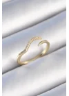 Mey İthalat® Pirinç Gold Renk Zirkon Taşlı Kadın Yüzük