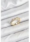 Mey İthalat® Pirinç Gold Renk Zirkon Taşlı Vintage Kadın Yüzük