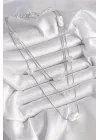 Mey İthalat® Pirinç Gümüş Renk Ezme İnci Model Çoklu Kadın Kolye