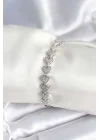Mey İthalat® Pirinç Gümüş Renk Kalp Model Kadın Bileklik