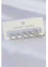 Mey İthalat® Pirinç Gümüş Renk Kalp Model Küpe Seti
