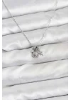 Mey İthalat® Pirinç Gümüş Renk Minimal Charmlı Kadın Kolye