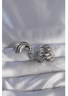 Mey İthalat® Pirinç Gümüş Renk Tırtıklı Bombe Model Küpe
