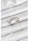 Mey İthalat® Pirinç Gümüş Renk Zirkon Taşlı Vintage Kadın Yüzük