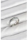 Mey İthalat® Pirinç Gümüş Renk Zirkon Taşlı Vintage Kadın Yüzük
