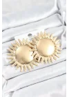 Mey İthalat® Pirinç Güneş Model Gold Renk Kadın Küpe