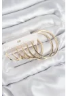 Mey İthalat® Pirinç Halka Model Gold Renk Kadın Set Küpe