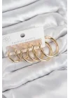 Mey İthalat® Pirinç Halka Model Gold Renk Kadın Set Küpe
