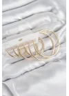 Mey İthalat® Pirinç Halka Model Gold Renk Kadın Set Küpe