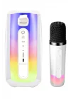 Mey İthalat®  Pluse 7 Mikrofonlu RGB Kablosuz Hoparlör - Beyaz
