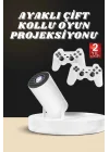 Mey İthalat® Projeksiyon Cihazı Video Oyun Konsolu Projektör Taşınabilir Ayaklı Çift Kollu 4K Çözünürlüklü