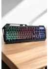 Mey İthalat® Q Klavye RGB Işıklı Klavye Ve Mouse Seti Kablolu Mouse Hediyeliş