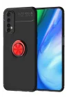 Mey İthalat®  Realme 7 Kılıf Range Yüzüklü Silikon - Siyah-Kırmızı