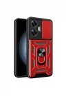 Mey İthalat®  Realme C55 Kılıf Pars Lens Yüzüklü Silikon - Kırmızı