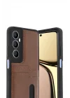 Mey İthalat®  Realme C65 Sara Kartvizitli Deri Kılıf - Taba
