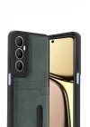 Mey İthalat®  Realme C65 Sara Kartvizitli Deri Kılıf - Yeşil