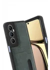 Mey İthalat®  Realme C65 Sara Kartvizitli Deri Kılıf - Yeşil
