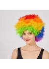 Mey İthalat® Rengarenk Kıvırcık Afro Bonus Peruk
