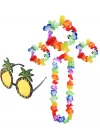 Mey İthalat® Renkli Ananas Gözlük, Taç, Kolye ve Bileklik Seti