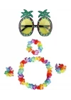 Mey İthalat® Renkli Ananas Gözlük, Taç, Kolye ve Bileklik Seti