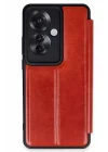 Mey İthalat®   Reno 11F Kılıf Flip Cover - Kırmızı