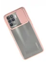 Mey İthalat®   Reno 5 Lite Kılıf Palm Buzlu Kamera Sürgülü Silikon - Pembe