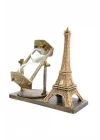 Mey İthalat® Retro Eyfel Kulesi Ve Kum Saati Dekoratif Ahşap Görünümlü Masa Biblosu