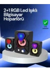 Mey İthalat® RGB LED Işıklı 2.1 USB Oyun Hoparlörü Derin Bas ve Net Ses