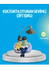 Mey İthalat® Romantik Çift Figürlü Okuyan Çift Masa Lambası Dekoratif LED Aydınlatma