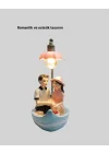 Mey İthalat® Romantik Sandal Üzerinde Çift Figürü LED Gece Lambası Masa Dekoru