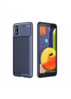 Mey İthalat®  Samsung Galaxy A01 Core Kılıf Auto Focus Karbon Kapak - Lacivert