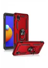 Mey İthalat®  Samsung Galaxy A01 Core Kılıf Sofya Yüzüklü Silikon Kapak - Siyah