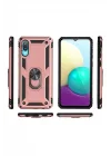 Mey İthalat®  Samsung Galaxy A02 Kılıf Sofya Yüzüklü Silikon Kapak - Rose