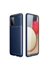 Mey İthalat®  Samsung Galaxy A02S Kılıf Auto Focus Karbon Kapak - Lacivert