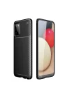 Mey İthalat®  Samsung Galaxy A02S Kılıf Auto Focus Karbon Kapak - Siyah