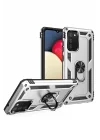 Mey İthalat®  Samsung Galaxy A02S Kılıf Sofya Yüzüklü Silikon Kapak - Gümüş