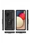 Mey İthalat®  Samsung Galaxy A02S Kılıf Sofya Yüzüklü Silikon Kapak - Siyah
