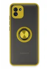 Mey İthalat®  Samsung Galaxy A03 Kılıf Montreal Yüzüklü Silikon Kapak - Sarı