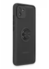 Mey İthalat®  Samsung Galaxy A03 Kılıf Montreal Yüzüklü Silikon Kapak - Siyah